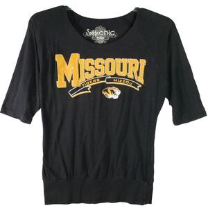 Soffe Women's Size M Missouri Tigers Mizzou Football Short Sleeve Black T-Shirt